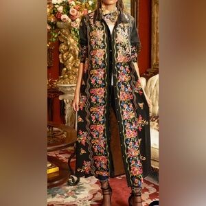 NWT ARATTA MEADOWS OF FLOWERS EMBROIDERED DUSTER Sz Large